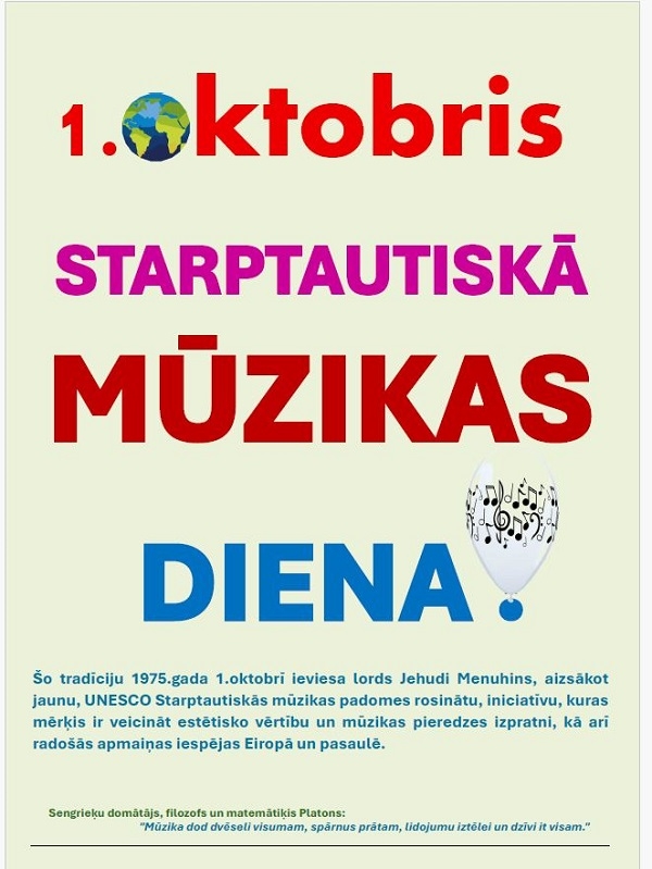 Sveicam visus STARPTAUTISKAJĀ MŪZIKAS DIENĀ !