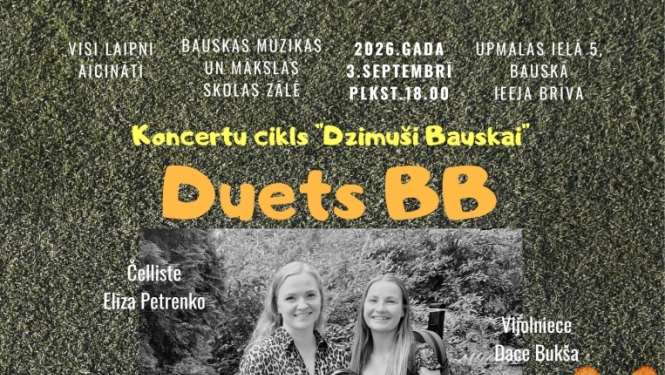 Informācija par koncertu "Saruna laikā" 3.septembrī Bauskas MMS.. 