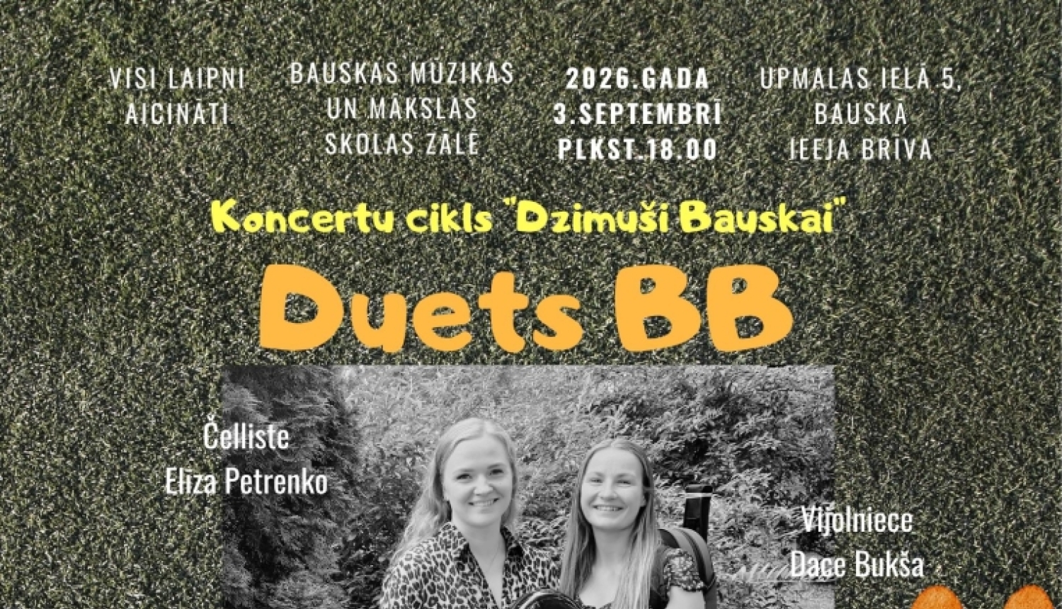 Informācija par koncertu "Saruna laikā" 3.septembrī Bauskas MMS.. 