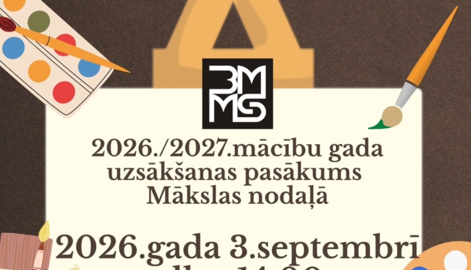 Informācija par mācību gada sākumu Mākslas nodaļā.