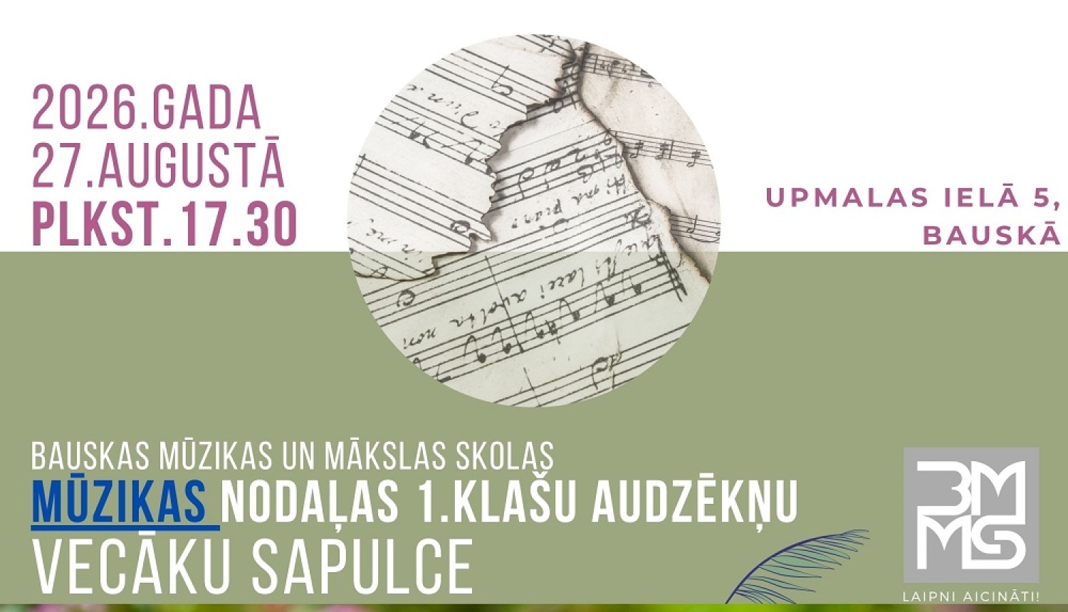 Informācija par 1.klašu audzēkņu vecāku sapulci.