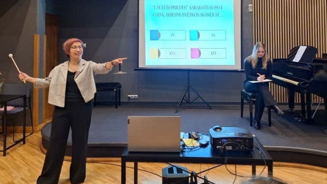 Ieva Ūdre diriģē viktorīnu